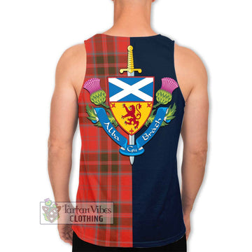 Grant Weathered Tartan Men's Tank Top Alba with Scottish Lion Royal Arm Half Style