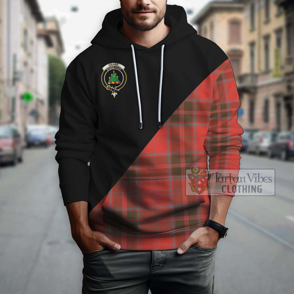 Grant Weathered Tartan Hoodie with Family Crest and Military Logo Style - Tartanvibesclothing Shop