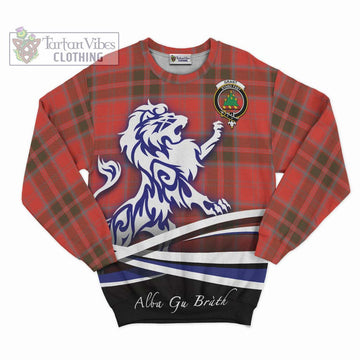 Grant Weathered Tartan Sweatshirt with Alba Gu Brath Regal Lion Emblem