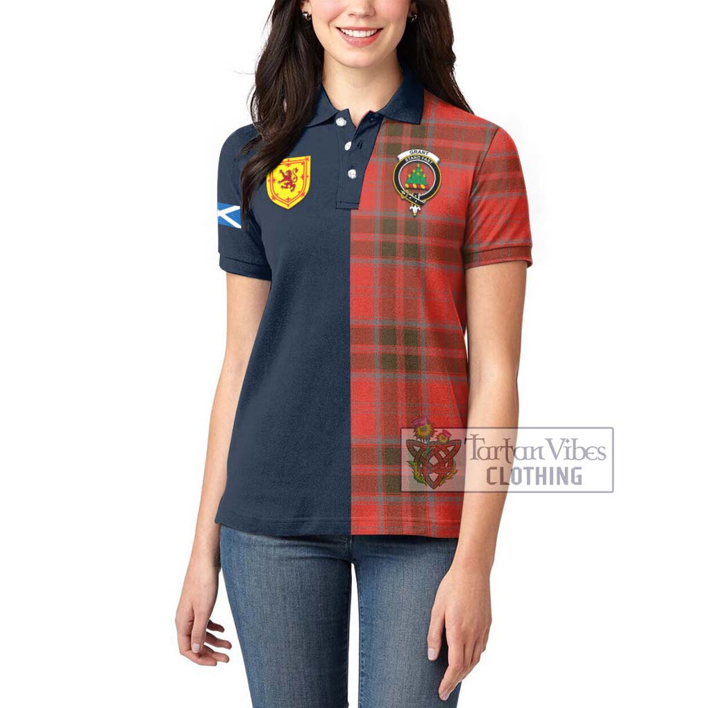 Tartan Vibes Clothing Grant Weathered Tartan Women's Polo Shirt with Scottish Lion Royal Arm Half Style