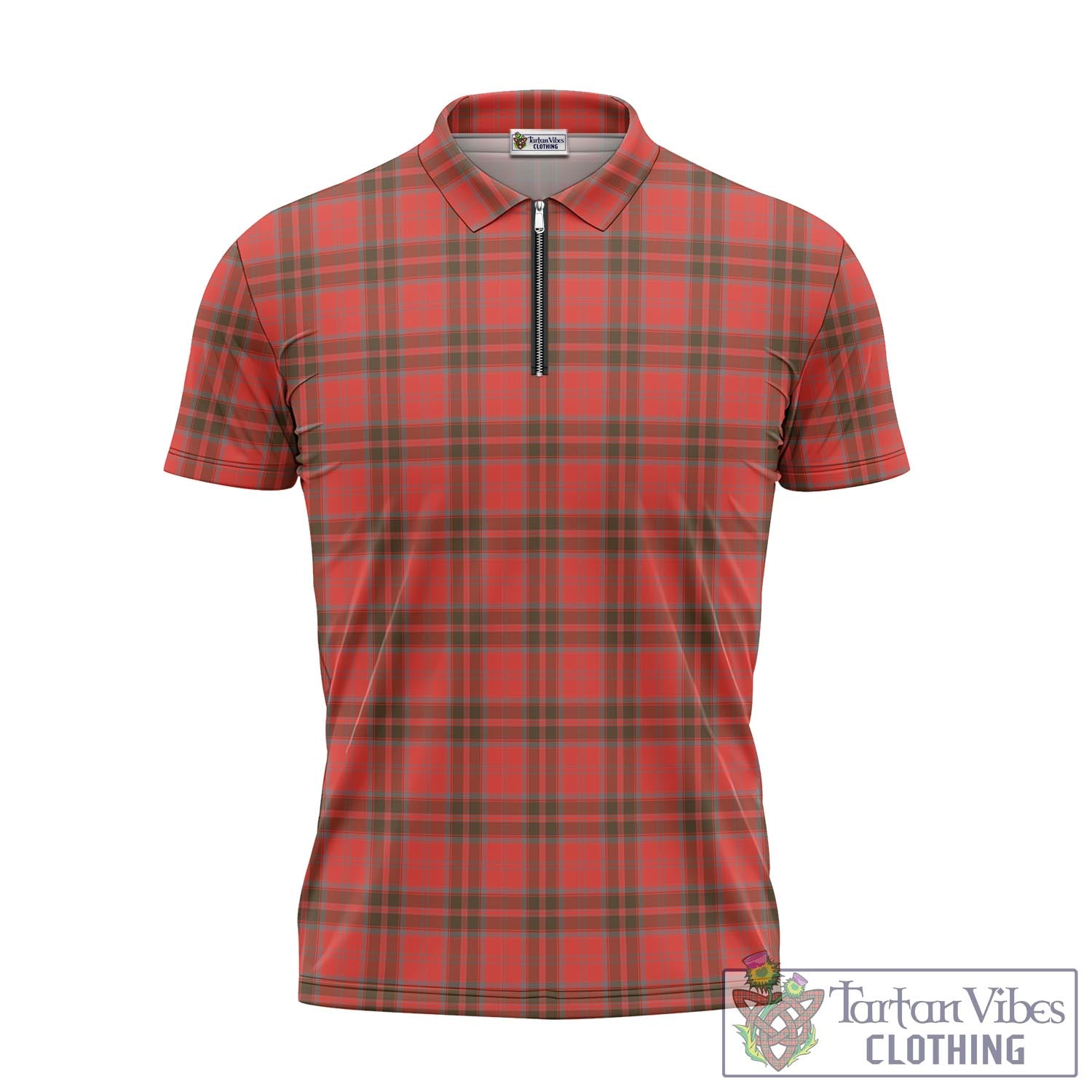 Tartan Vibes Clothing Grant Weathered Tartan Zipper Polo Shirt