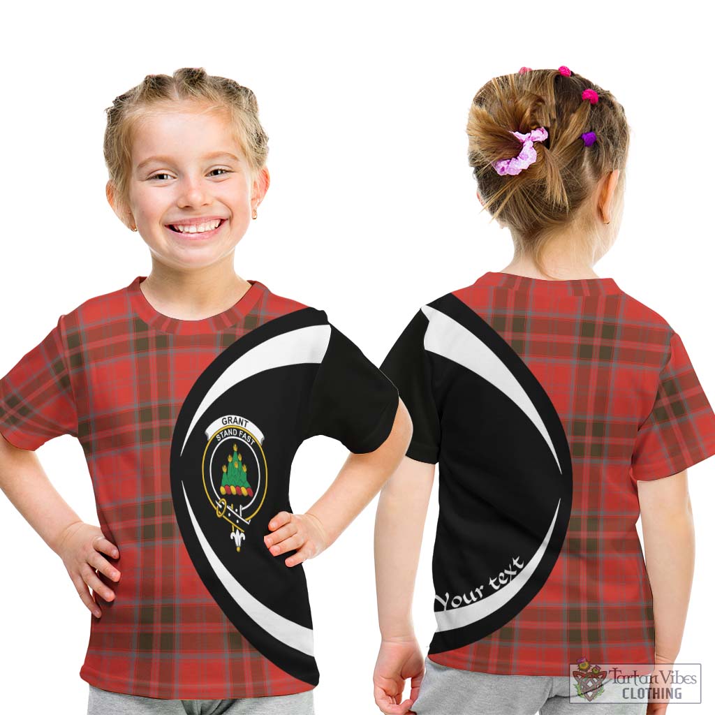 Grant Weathered Tartan Kid T-Shirt with Family Crest Circle Style - Tartan Vibes Clothing