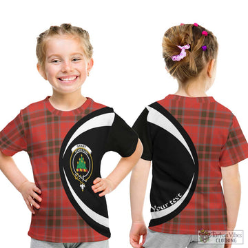 Grant Weathered Tartan Kid T-Shirt with Family Crest Circle Style