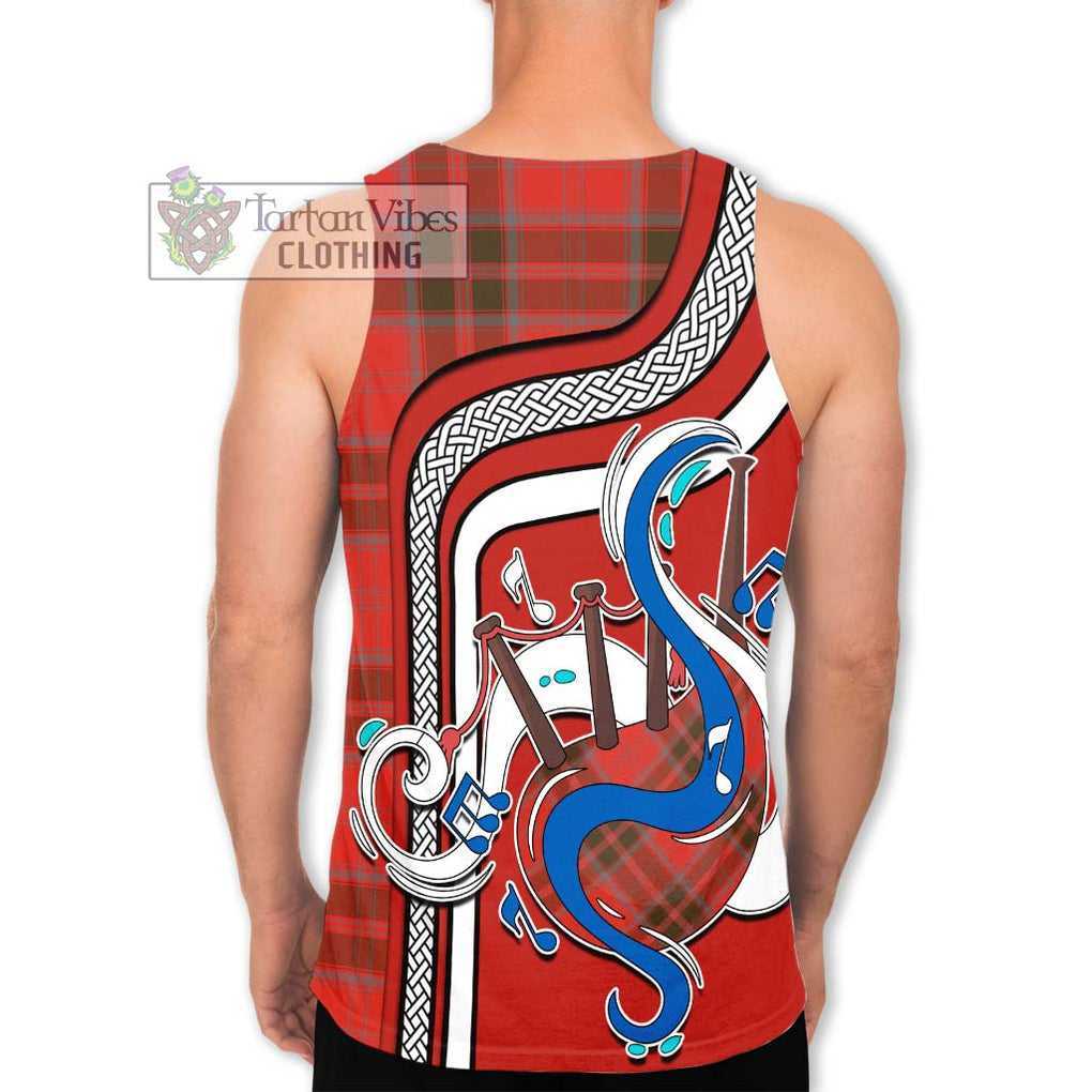 Grant Weathered Tartan Men's Tank Top with Epic Bagpipe Style - Tartanvibesclothing Shop