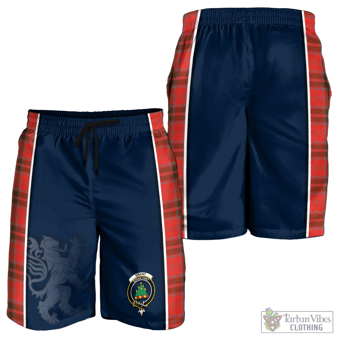 Tartan Vibes Clothing Grant Weathered Tartan Men's Shorts with Family Crest and Lion Rampant Vibes Sport Style