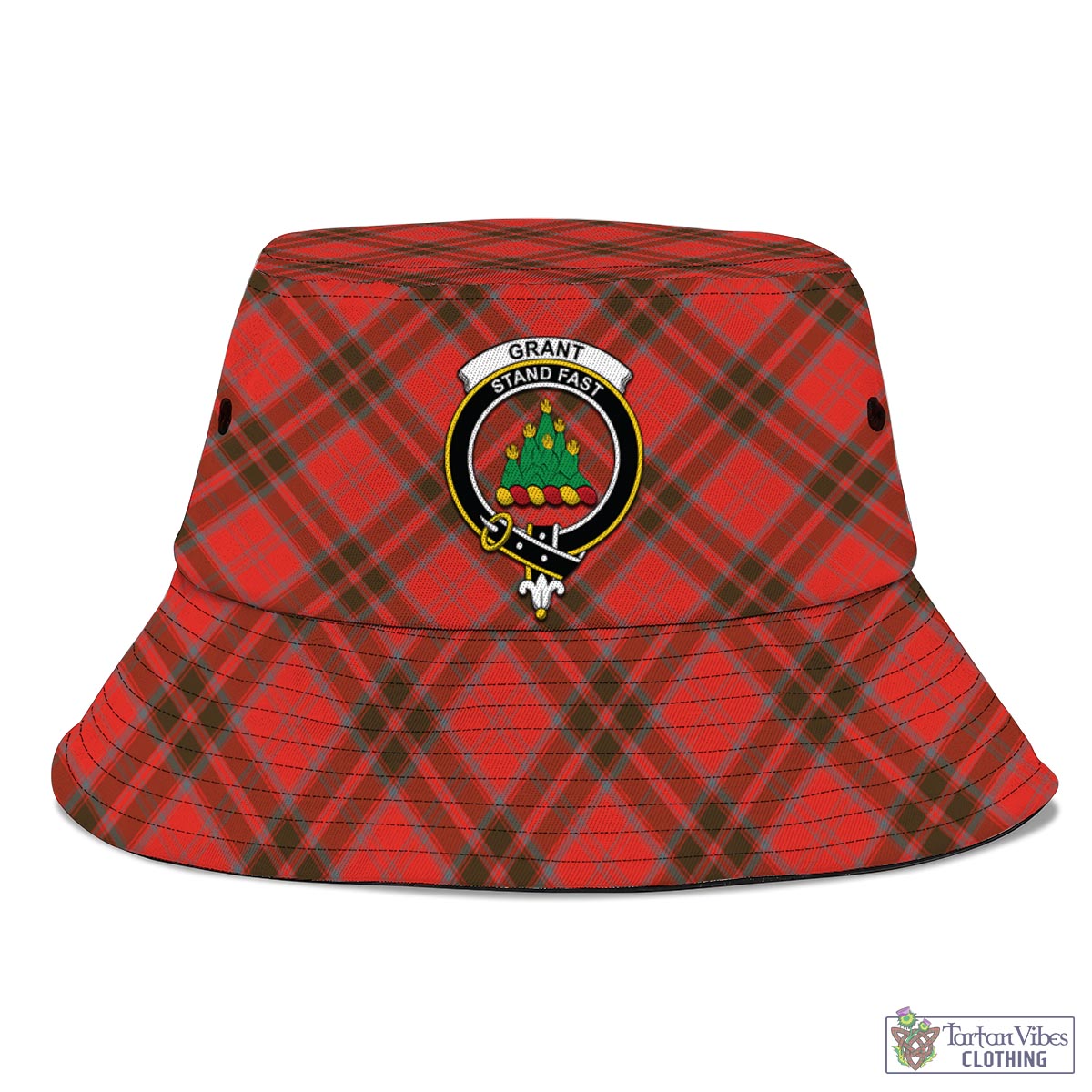 Tartan Vibes Clothing Grant Weathered Tartan Bucket Hat with Family Crest