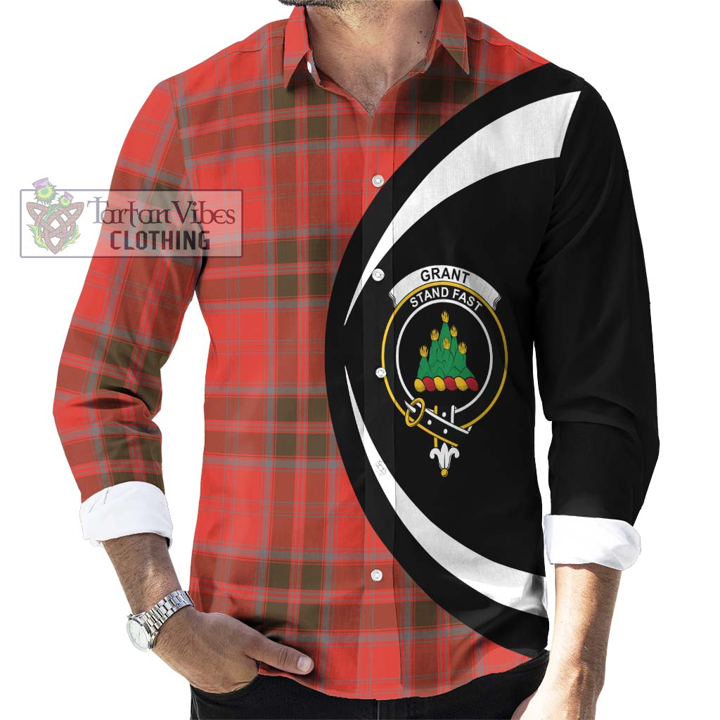 Grant Weathered Tartan Long Sleeve Button Up with Family Crest Circle Style - Tartan Vibes Clothing