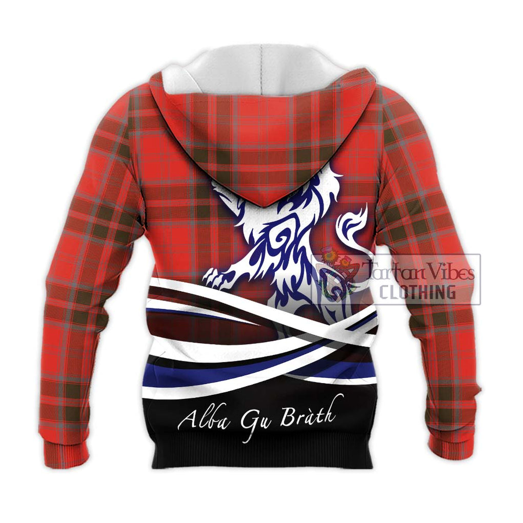 Grant Weathered Tartan Knitted Hoodie with Alba Gu Brath Regal Lion Emblem - Tartanvibesclothing Shop