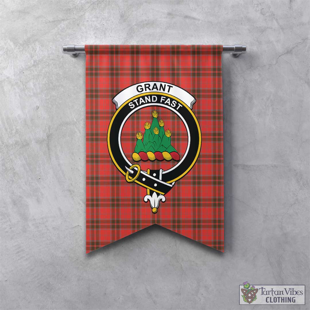 Tartan Vibes Clothing Grant Weathered Tartan Gonfalon, Tartan Banner with Family Crest