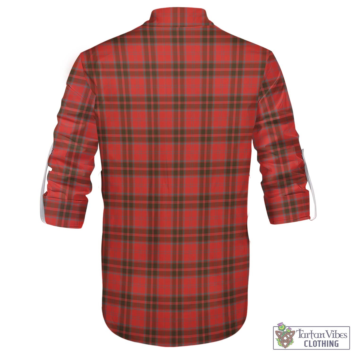 Tartan Vibes Clothing Grant Weathered Tartan Men's Scottish Traditional Jacobite Ghillie Kilt Shirt with Family Crest