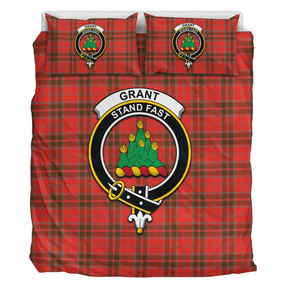 Grant Weathered Tartan Bedding Set with Family Crest - Tartan Vibes Clothing