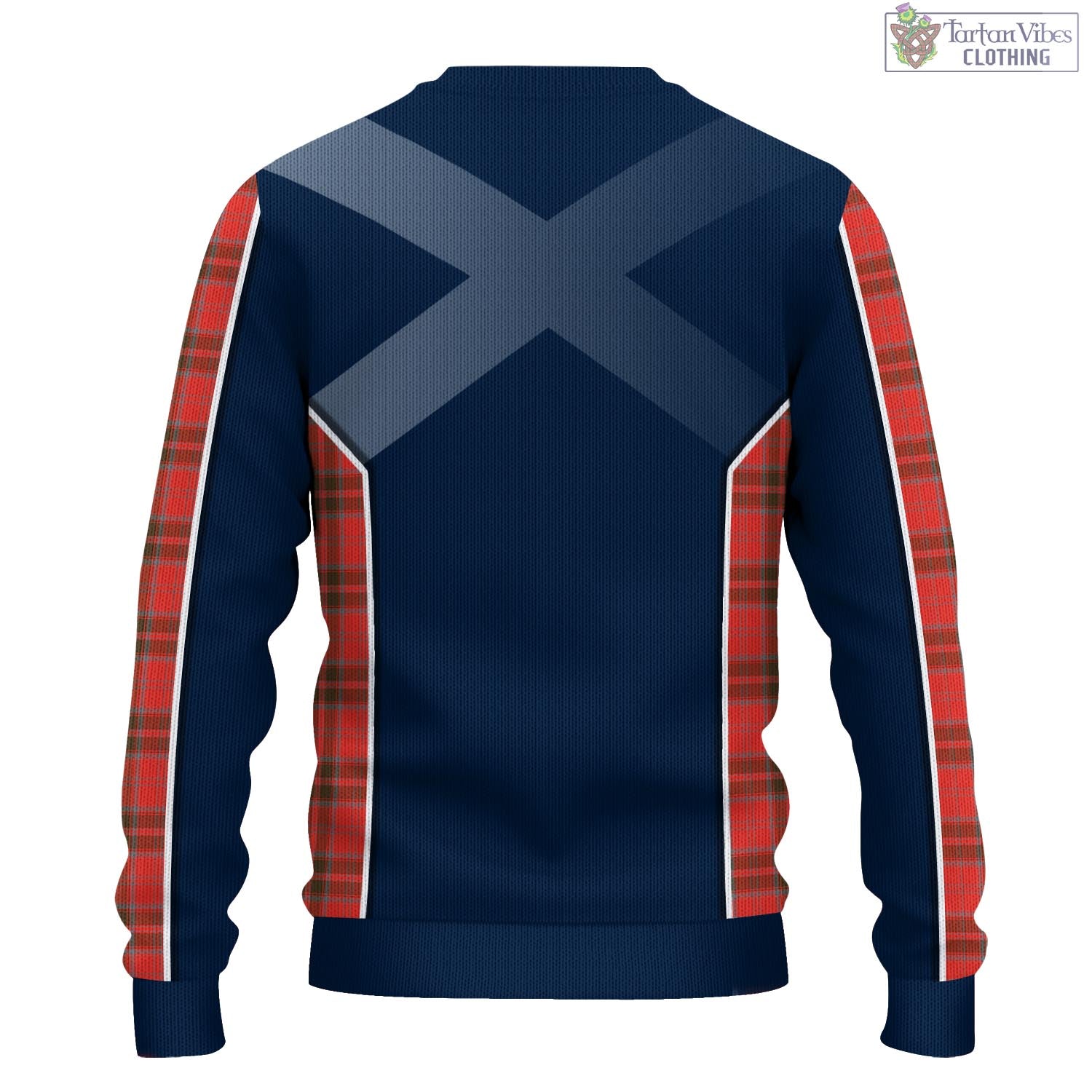 Tartan Vibes Clothing Grant Weathered Tartan Knitted Sweatshirt with Family Crest and Scottish Thistle Vibes Sport Style