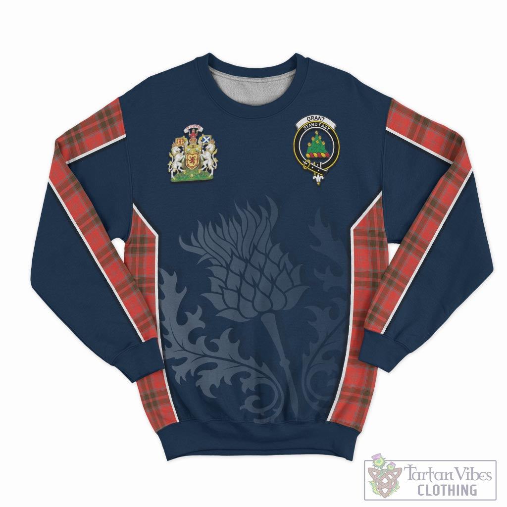 Tartan Vibes Clothing Grant Weathered Tartan Sweatshirt with Family Crest and Scottish Thistle Vibes Sport Style