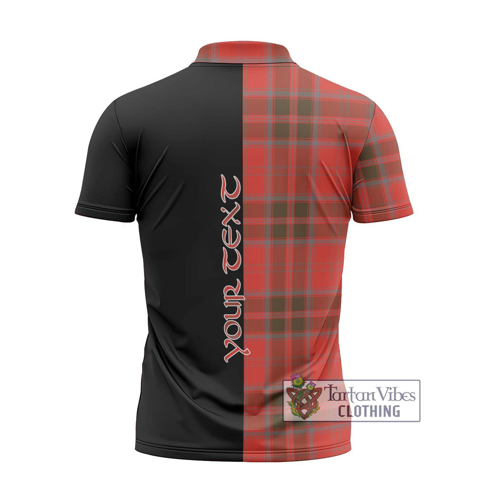 Grant Weathered Tartan Zipper Polo Shirt with Family Crest and Half Of Me Style - Tartanvibesclothing Shop