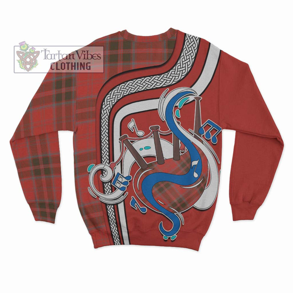 Tartan Vibes Clothing Grant Weathered Tartan Sweatshirt with Epic Bagpipe Style