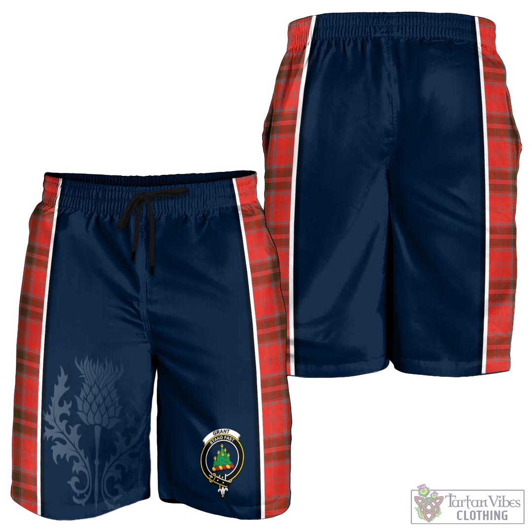 Tartan Vibes Clothing Grant Weathered Tartan Men's Shorts with Family Crest and Scottish Thistle Vibes Sport Style