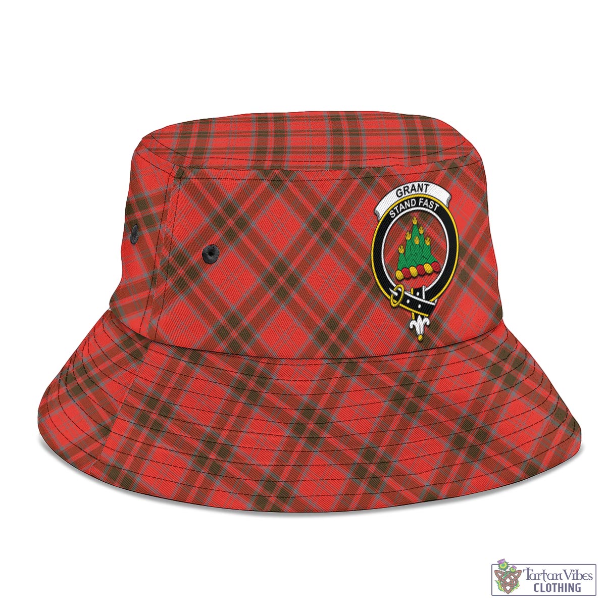 Tartan Vibes Clothing Grant Weathered Tartan Bucket Hat with Family Crest