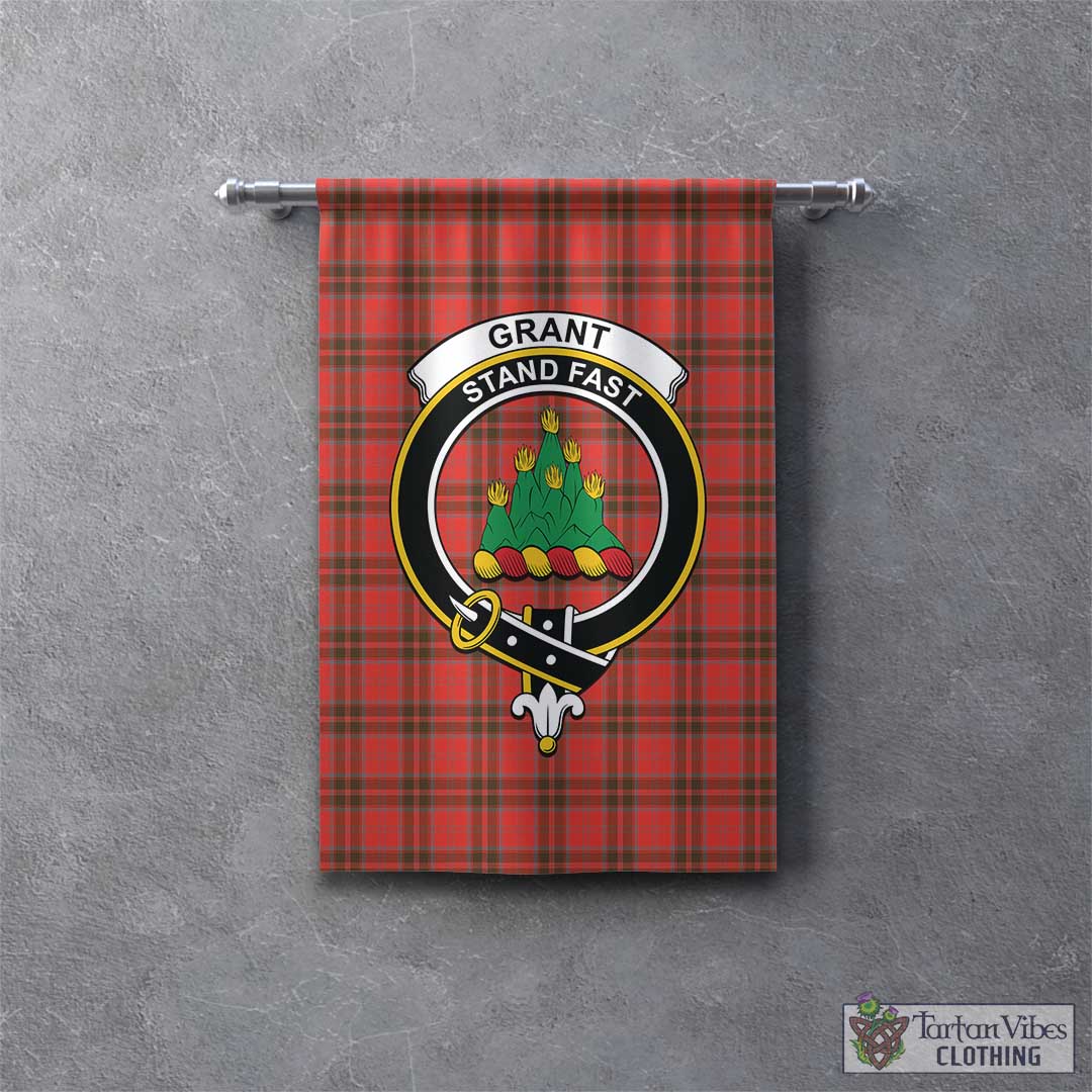 Tartan Vibes Clothing Grant Weathered Tartan Gonfalon, Tartan Banner with Family Crest