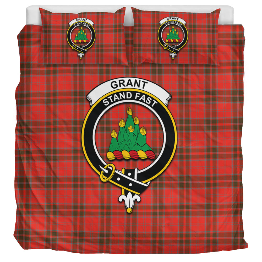 Grant Weathered Tartan Bedding Set with Family Crest UK Bedding Set UK Super King 104*94 inch - Tartan Vibes Clothing