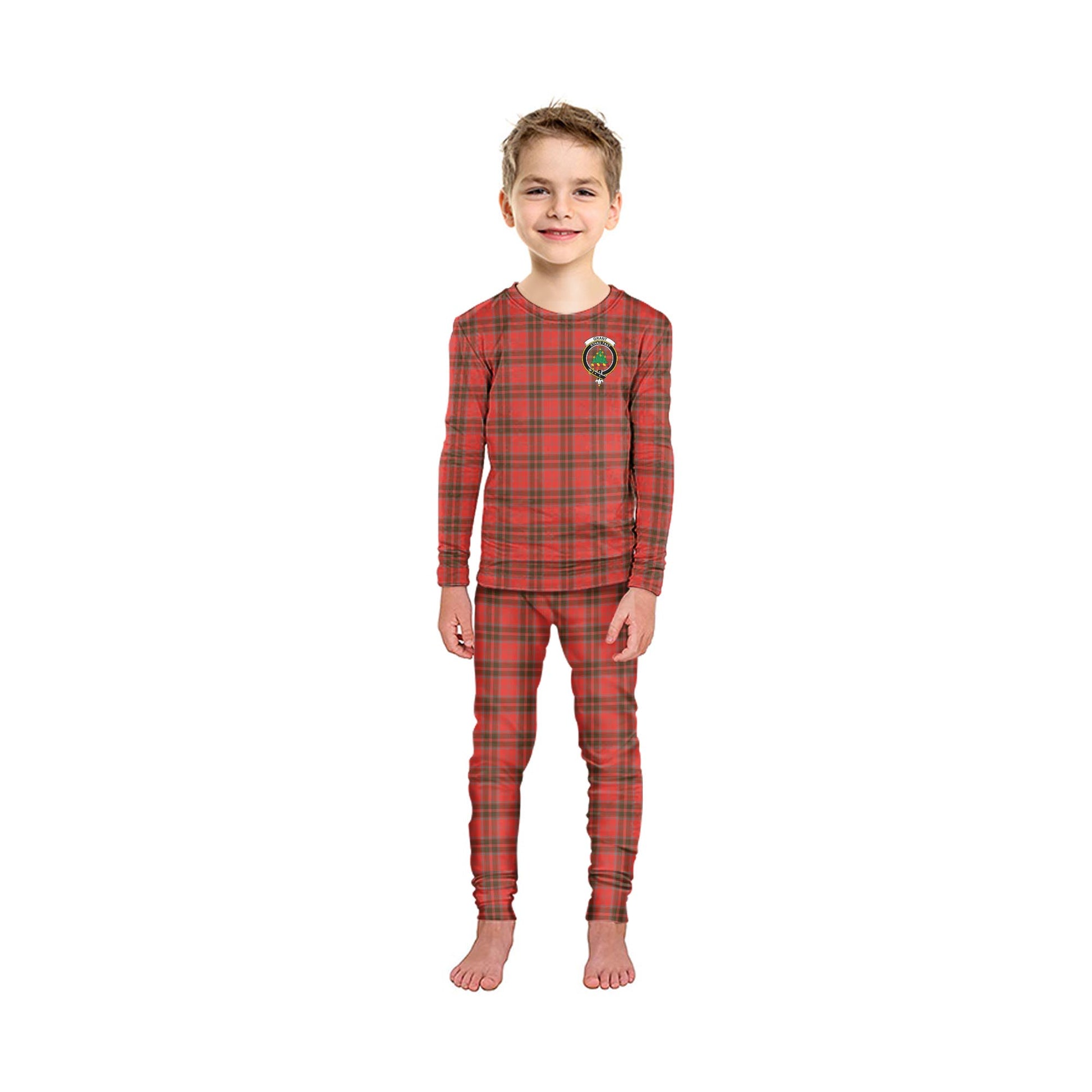 Grant Weathered Tartan Pajamas Family Set with Family Crest - Tartan Vibes Clothing