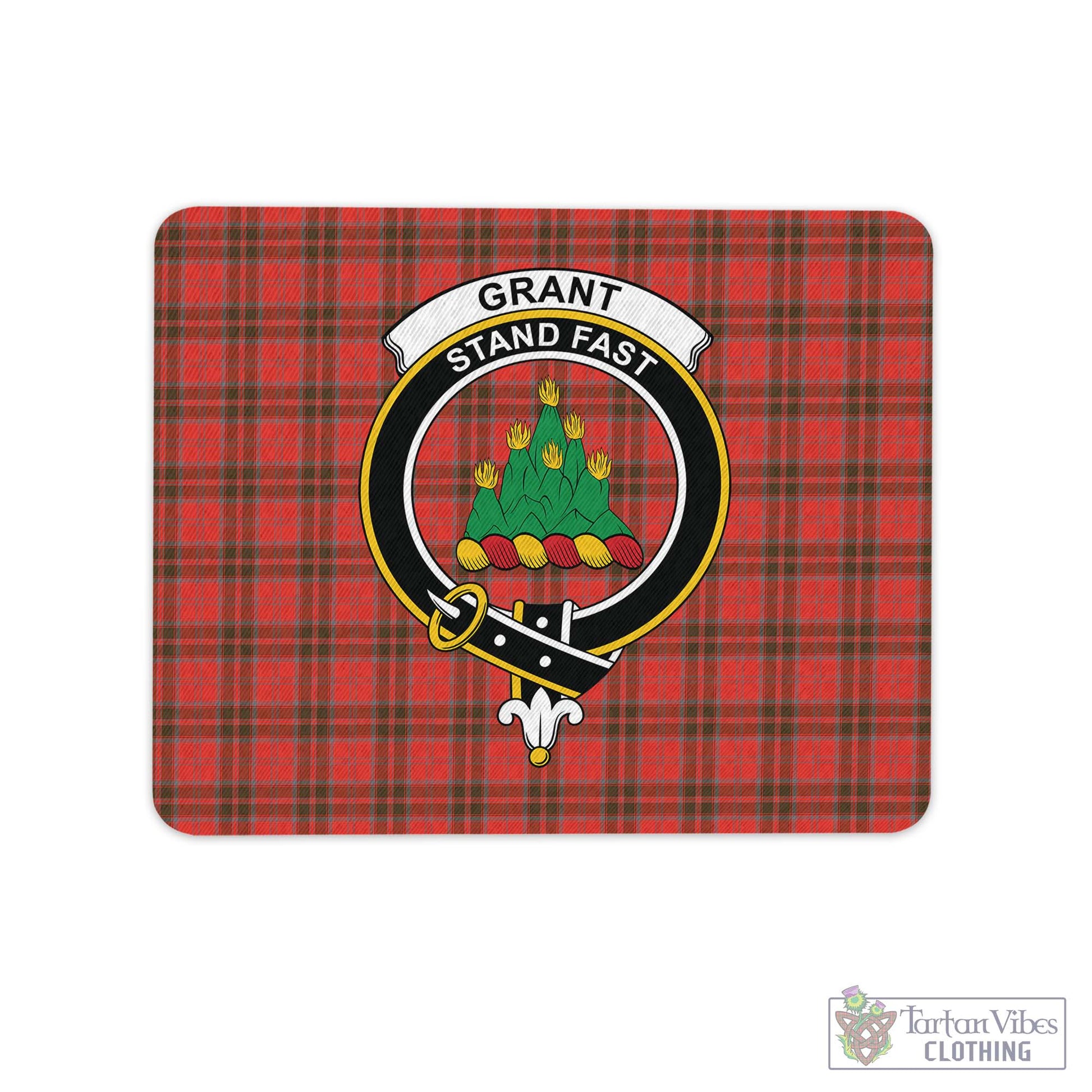 Tartan Vibes Clothing Grant Weathered Tartan Mouse Pad with Family Crest