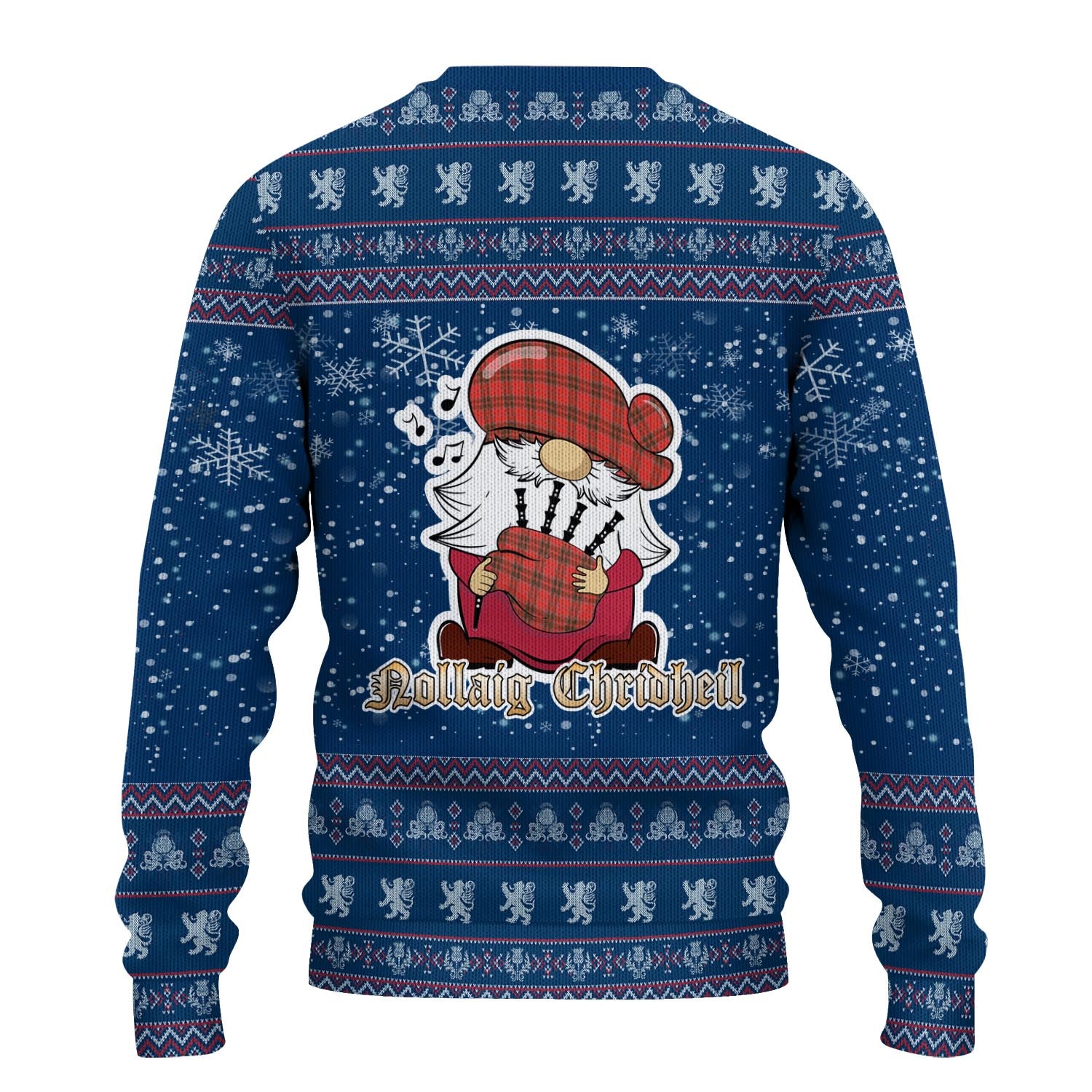 Grant Weathered Clan Christmas Family Knitted Sweater with Funny Gnome Playing Bagpipes - Tartanvibesclothing