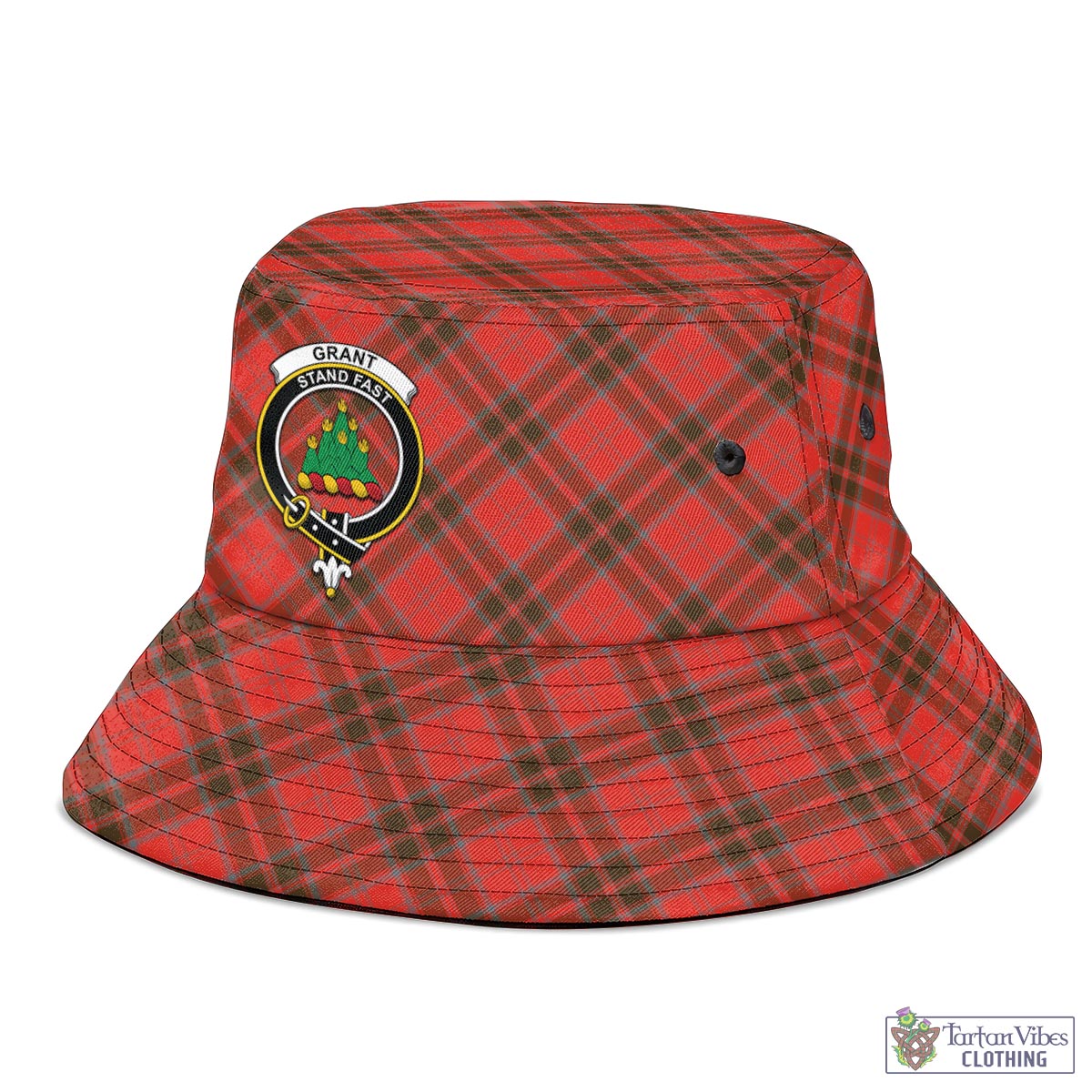 Tartan Vibes Clothing Grant Weathered Tartan Bucket Hat with Family Crest