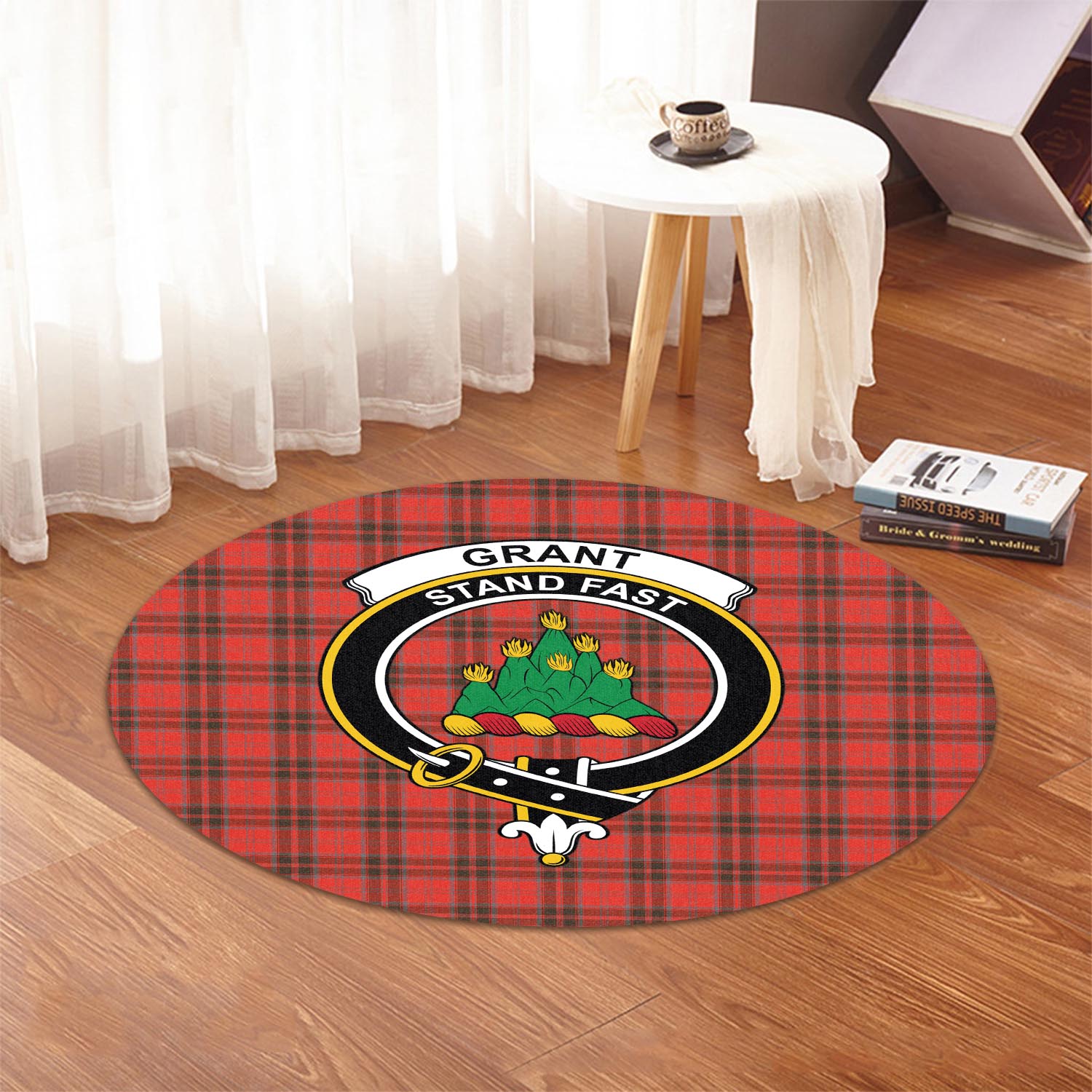 grant-weathered-tartan-round-rug-with-family-crest