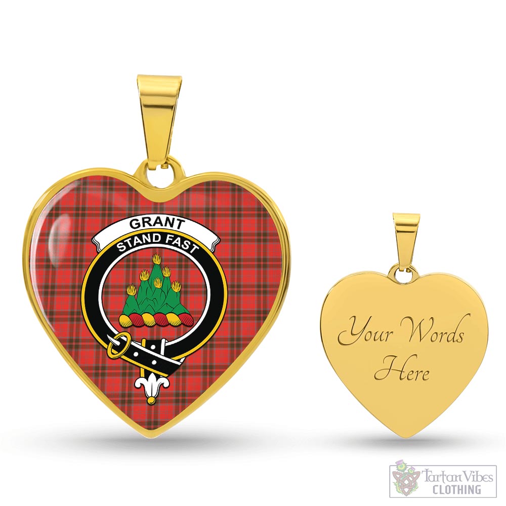 Tartan Vibes Clothing Grant Weathered Tartan Heart Necklace with Family Crest