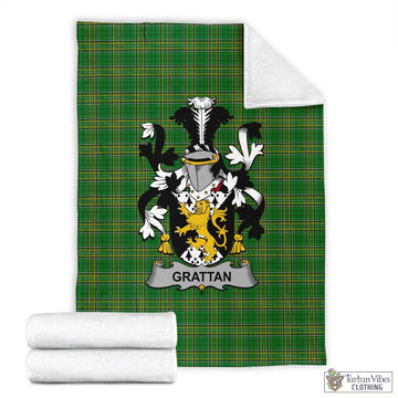 Grattan Irish Clan Tartan Blanket with Coat of Arms