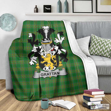 Grattan Irish Clan Tartan Blanket with Coat of Arms