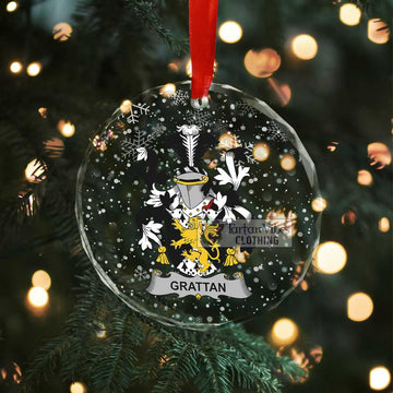 Grattan Irish Clan Christmas Glass Ornament with Coat of Arms