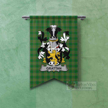 Grattan Irish Clan Tartan Gonfalon, Tartan Banner with Coat of Arms Fishtail - Tartan Vibes Clothing