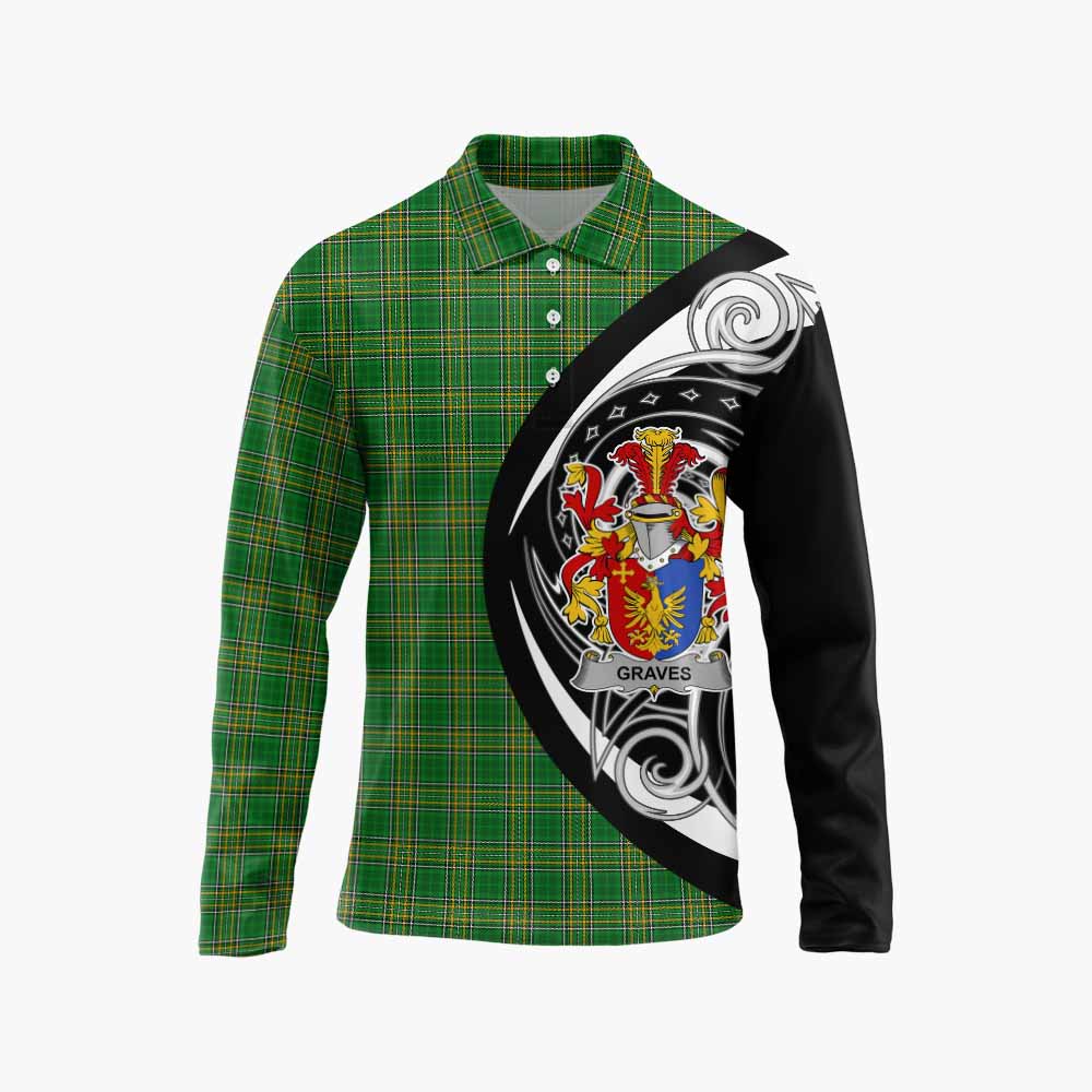 Graves Irish Clan Long Sleeve Polo Shirt Celtic Circle Style Unisex - Tartan Vibes Clothing