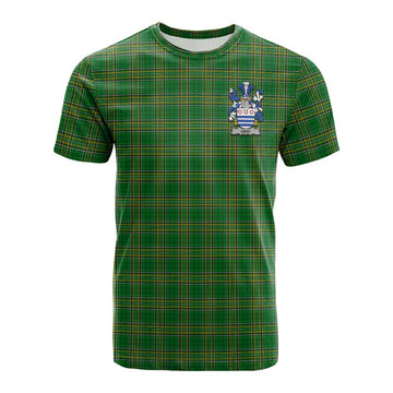 Gray Irish Clan Tartan Cotton T-shirt with Coat of Arms