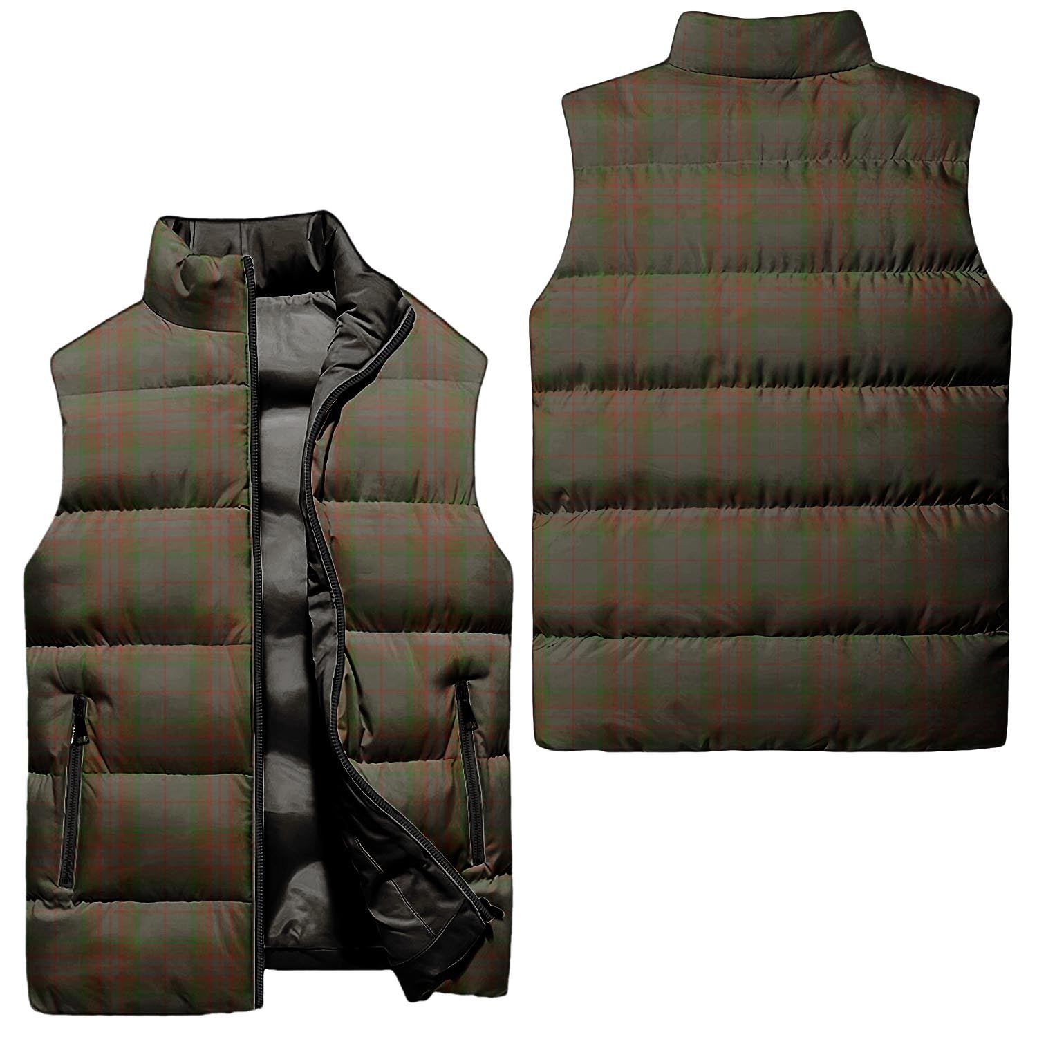 Gray Tartan Sleeveless Puffer Jacket Unisex - Tartanvibesclothing