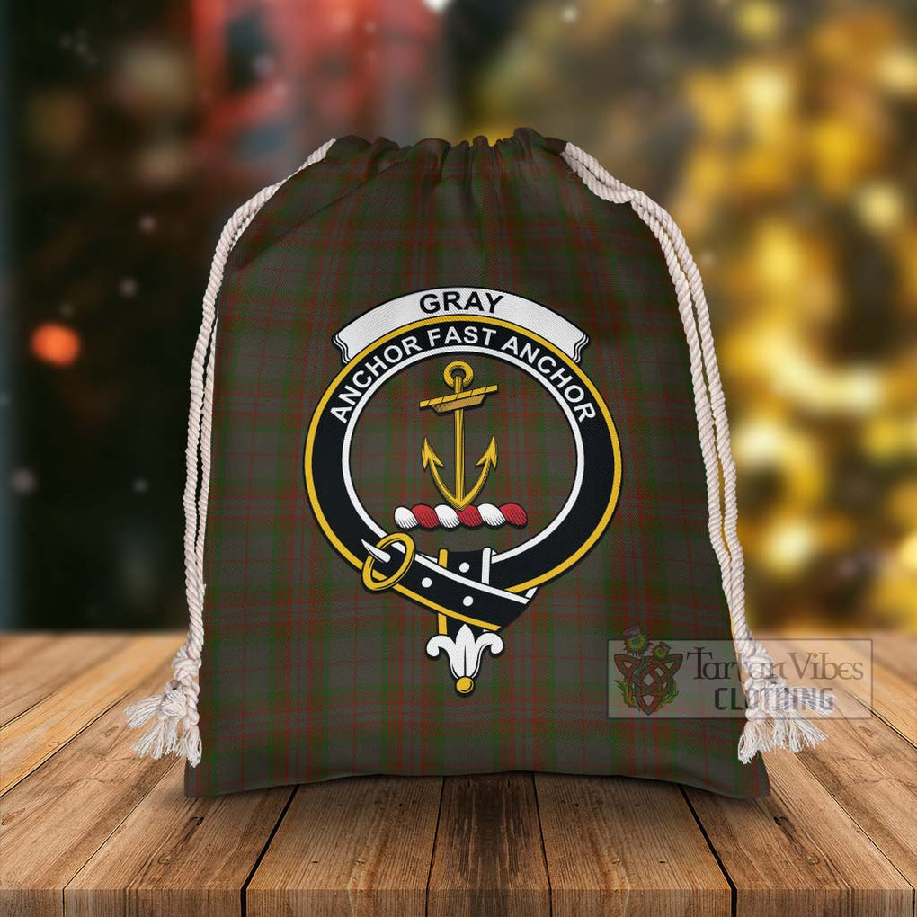 Tartan Vibes Clothing Gray Tartan Christmas Santa's Bag with Family Crest