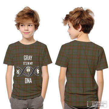 Gray Tartan Kid T-Shirt with Family Crest DNA In Me Style