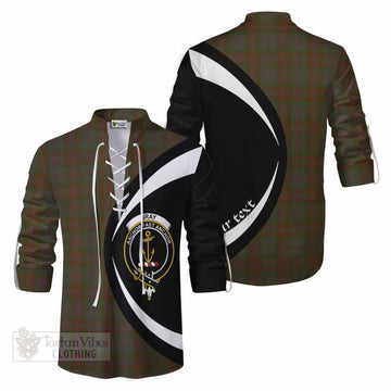 Gray Tartan Ghillie Kilt Shirt with Family Crest Circle Style