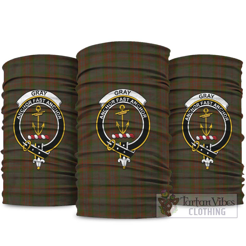 Gray Tartan Neck Gaiters, Tartan Bandanas, Tartan Head Band with Family Crest