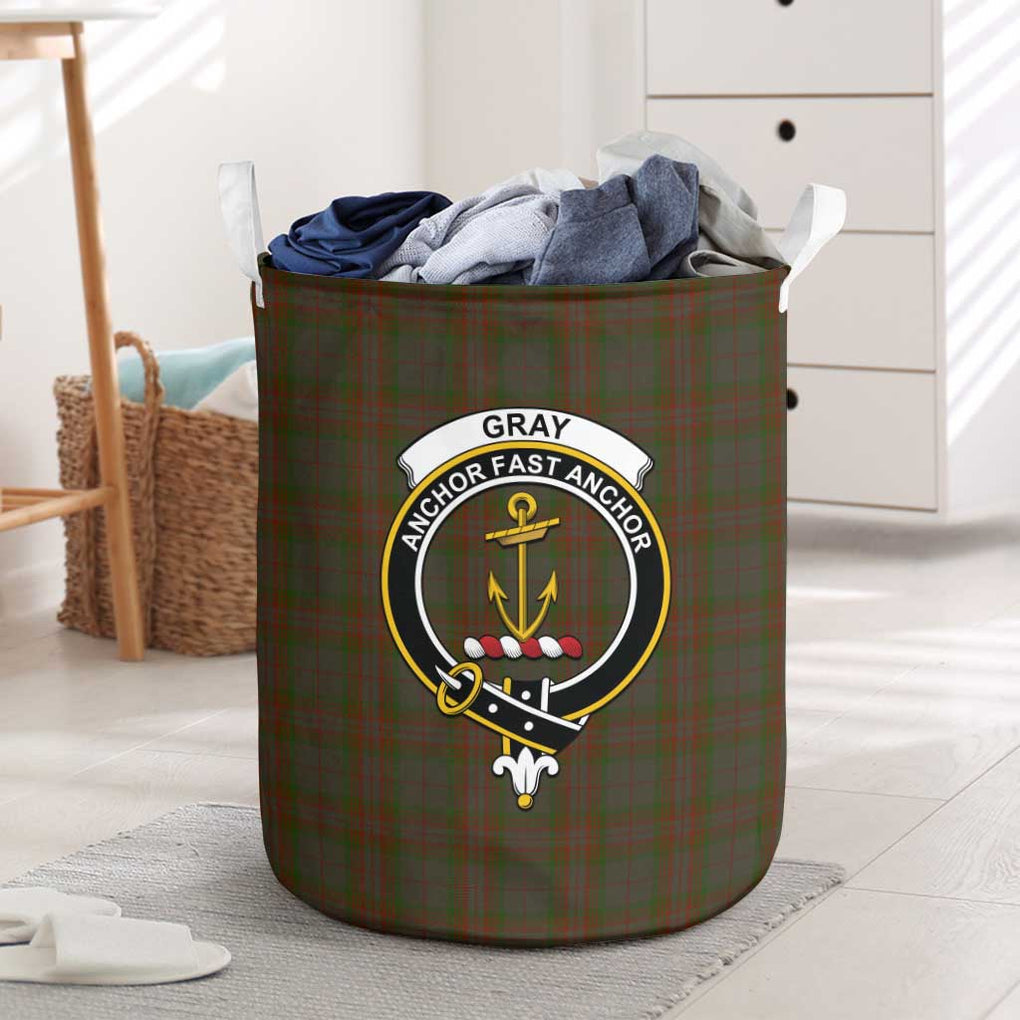 Gray Tartan Laundry Basket with Family Crest One Size - Tartanvibesclothing Shop