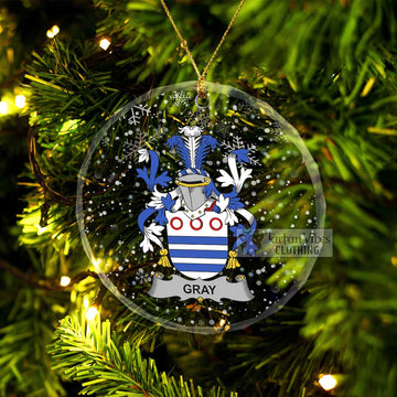 Gray Irish Clan Christmas Glass Ornament with Coat of Arms