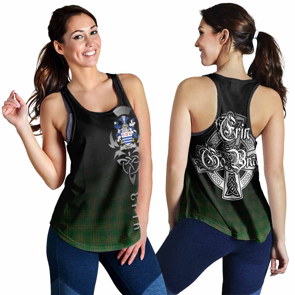 Gray Irish Clan Women's Racerback Tanks with Coat of Arms Erin Go Bragh Celtic Inspired 4XL - Tartan Vibes Clothing