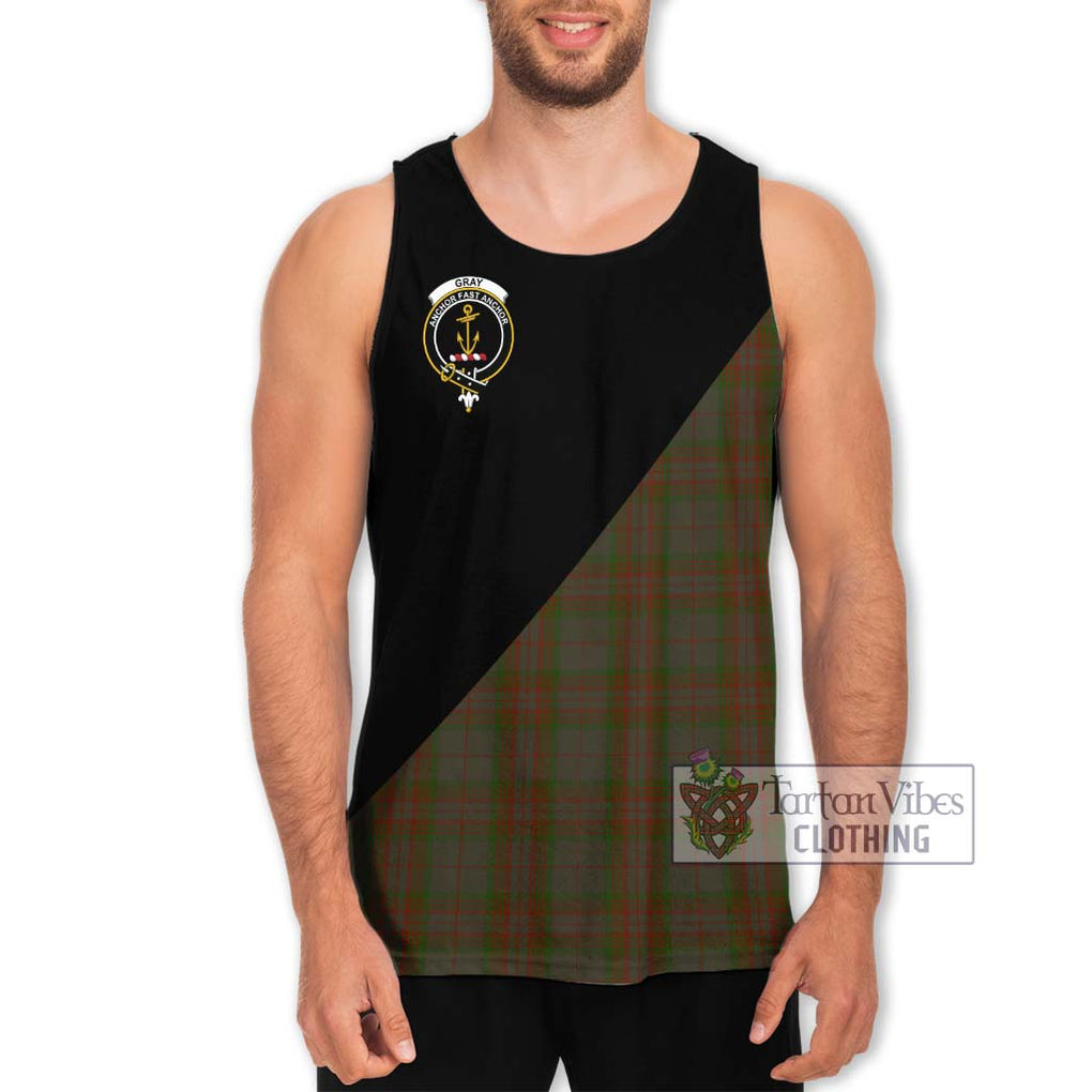 Gray Tartan Men's Tank Top with Family Crest and Military Logo Style Men - Tartanvibesclothing Shop