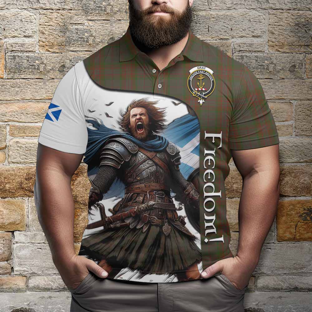 Tartan Vibes Clothing Gray Crest Tartan Polo Shirt Inspired by the Freedom of Scottish Warrior