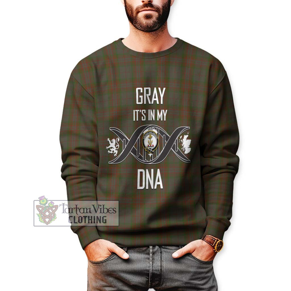 Gray Tartan Sweatshirt with Family Crest DNA In Me Style Unisex - Tartanvibesclothing Shop