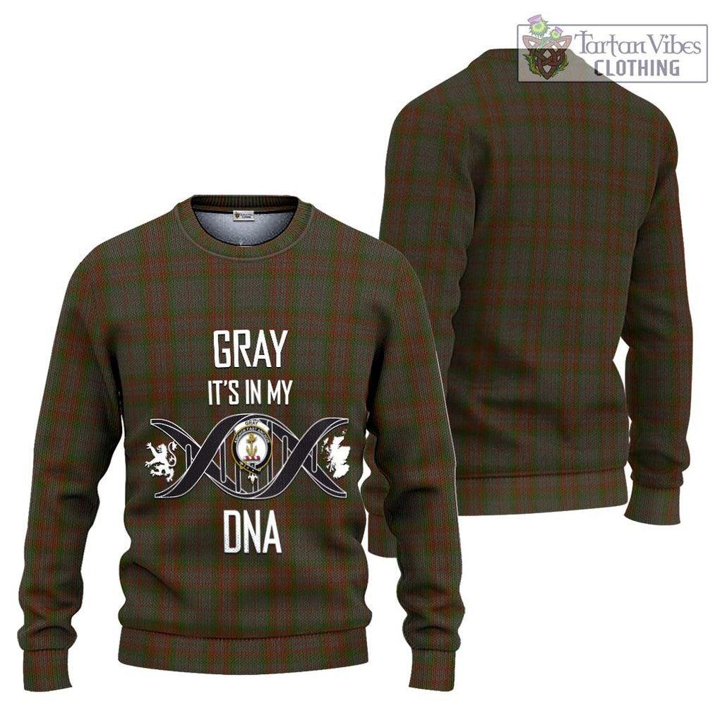 Gray Tartan Knitted Sweater with Family Crest DNA In Me Style Unisex - Tartanvibesclothing Shop