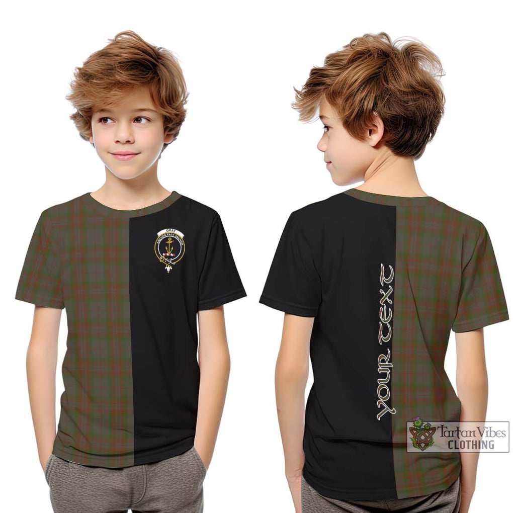 Gray Tartan Kid T-Shirt with Family Crest and Half Of Me Style Youth XL Size14 - Tartanvibesclothing Shop