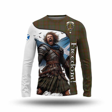 Gray Crest Tartan Long Sleeve T-Shirt Inspired by the Freedom of Scottish Warrior