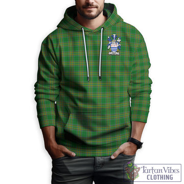 Gray Irish Clan Tartan Hoodie with Coat of Arms